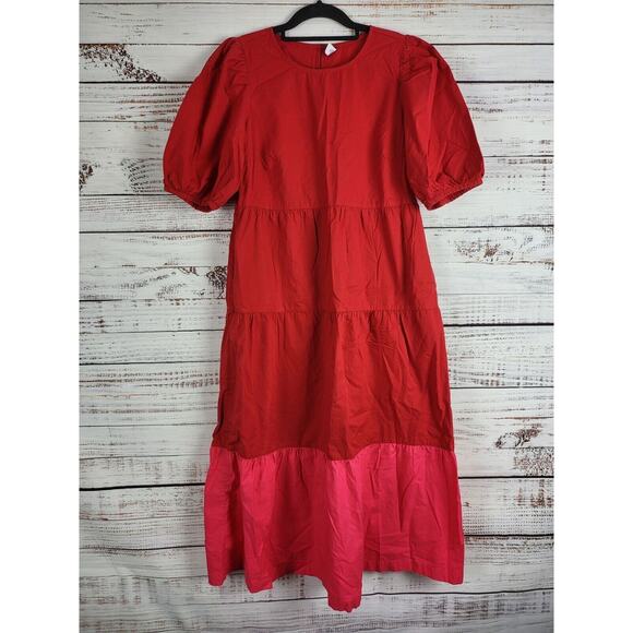 Old Navy Dress Short Sleeve Color Block M Womens Key Hole Back Summer - Picture 1 of 6